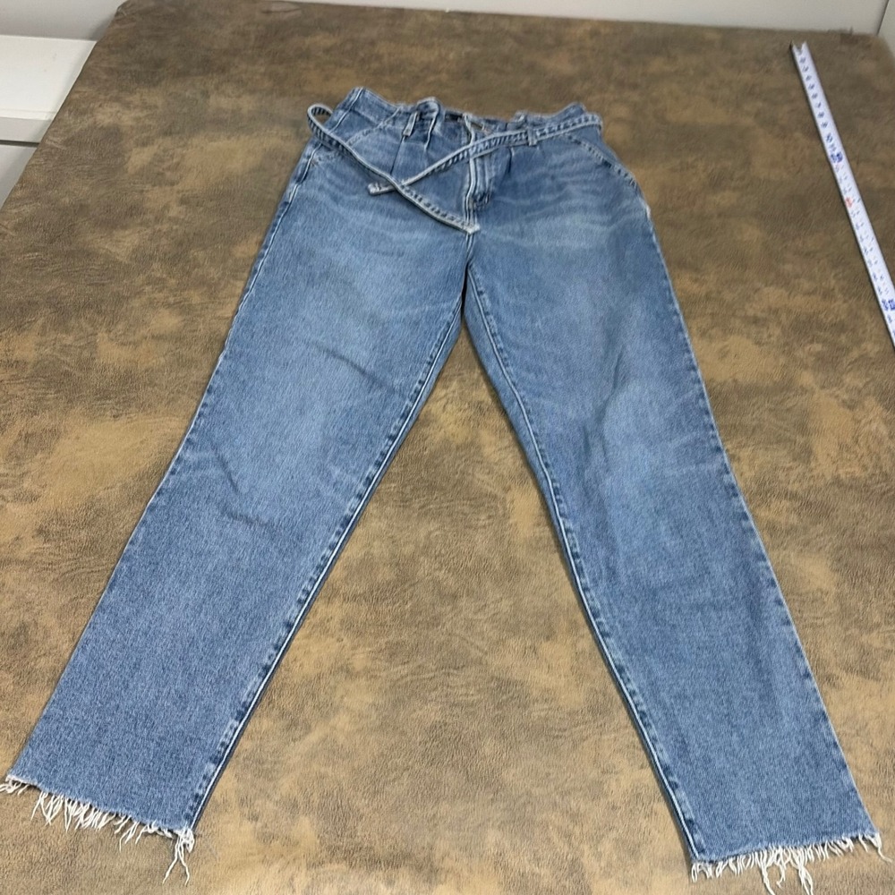 Hollister Mom Jeans Womens 5L 27x28 Blue Ultra High Rise Vintage Stretch Belted